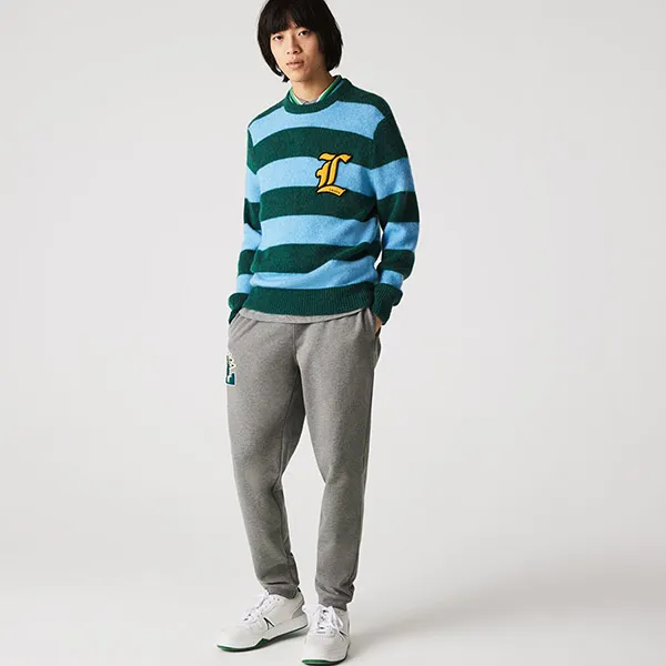 Quần Nỉ Nam Lacoste Pennants L Badge Fleece Tracksuit Pants XH7442 Màu Xám Size 3