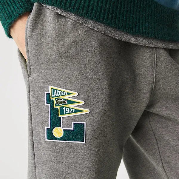 Quần Nỉ Nam Lacoste Pennants L Badge Fleece Tracksuit Pants XH7442 Màu Xám Size 3