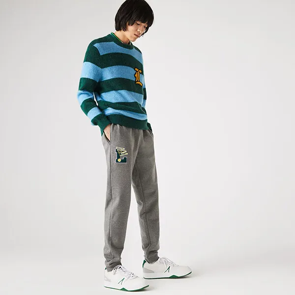 Quần Nỉ Nam Lacoste Pennants L Badge Fleece Tracksuit Pants XH7442 Màu Xám Size 3
