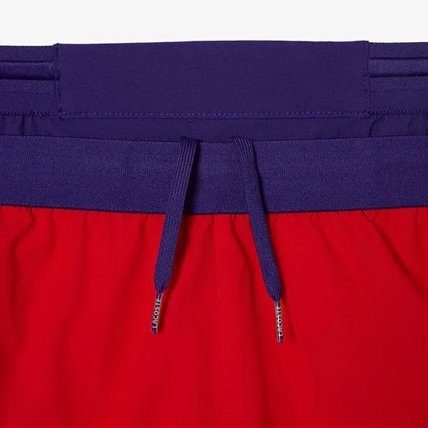Quần Short Nam Lacoste Regular Fit Color Block Sport x Novak Djokovic Para Hombre GH9354 XSJ Màu Đỏ Size 3