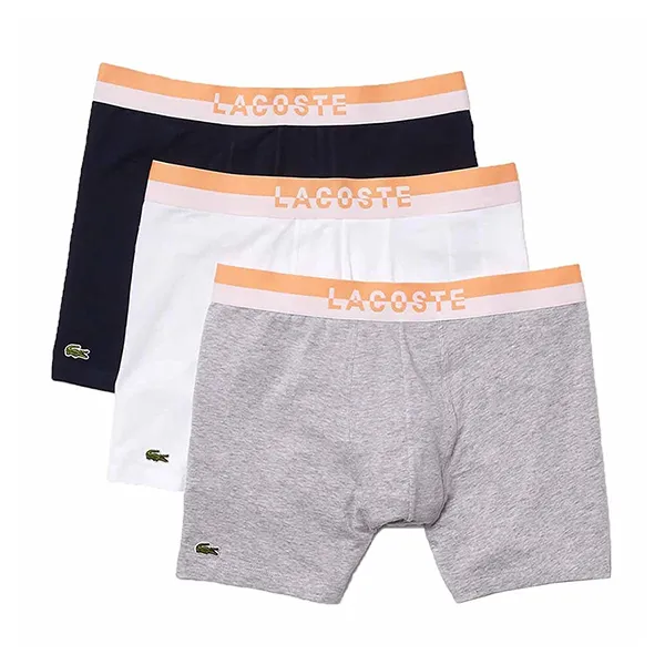 Set 3 Quần Lót Nam Lacoste Boxer 6H3387-51-J1T Màu Đen/Trắng/Xám Size S