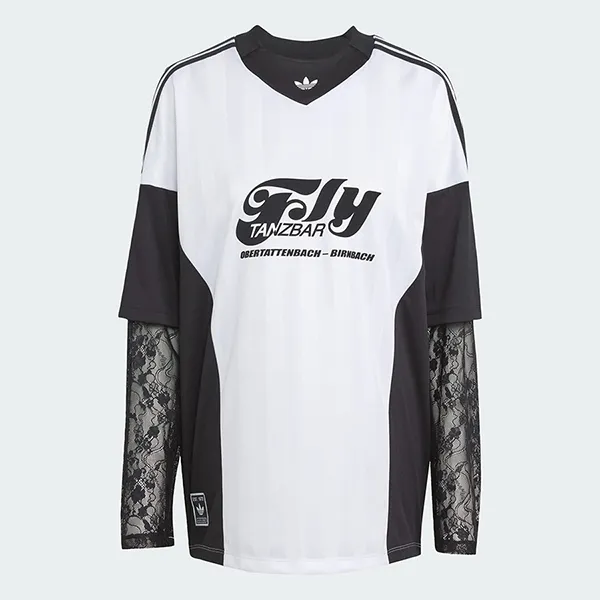Set Áo Váy Nữ Adidas Originals Long Sleeve Lace Jersey KD2297 KD2289 Màu Trắng - Đen Size XS (Form Âu)