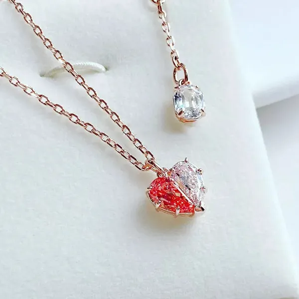 Set Dây Chuyền Và Khuyên Tai Nữ Swarovski Gema 520 Pendant Heart, Pink, Rose Gold Tone Plated 5653009 Màu Vàng Hồng