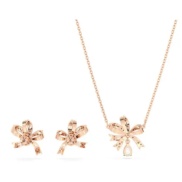 Set Dây Chuyền Và Khuyên Tai Swarovski Volta Setbow, White, Rose Gold-Tone Plated 5661680 Màu Vàng Hồng