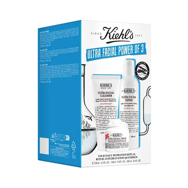 Set Dưỡng Da Kiehl's Ultra Facial Power Of 3 (Cleanser 150ml - Toner 250ml - Cream 125ml)