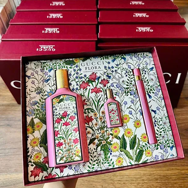 Set Nước Hoa Nữ Gucci Flora Gorgeous Gardenia EDP Gift 3 Món