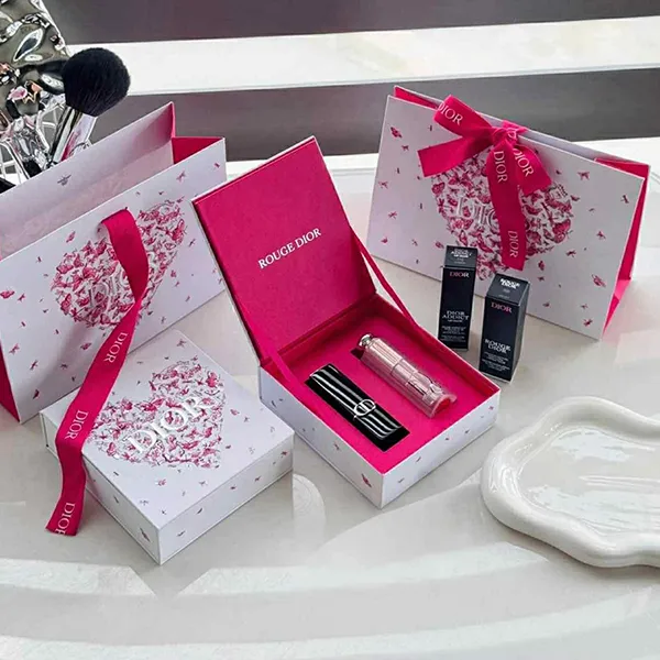 Set Son Dior Rouge Dior Couture Velvet Finish 772 Classic Rosewood Hồng Đất + Addict Lip Glow Balm 001 Pink Hồng Nhạt