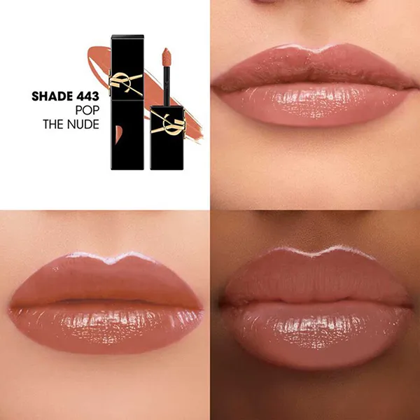 Son Bóng Yves Saint Laurent YSL The Inks Vinyl Cream Lip 443 Pop The Nude Màu Cam Nude