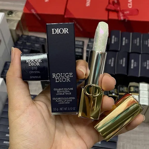 Son Dior Rouge Dior Limited Edition 010 Crystal Sparkle Không Màu Có Ánh Nhũ