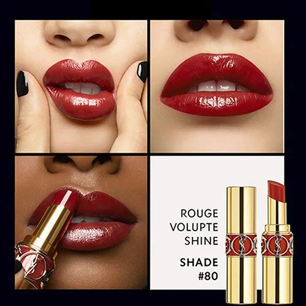 Son Dưỡng Yves Saint Laurent YSL Rouge Volupté Shine 80 Chili Tunique Màu Đỏ Gạch 3.8g