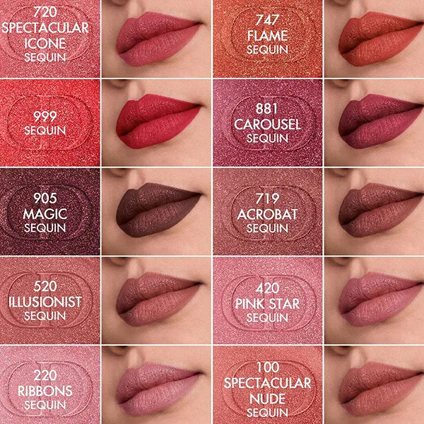 Son Kem Dior Rouge Dior Sequin Liquid Duo - Limited Edition 881 Carousel Màu Đỏ Burgundy