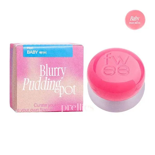 Son Kem Fwee Lip & Cheek Blurry Pudding Pot + Blending Brush PK01 Baby Màu Hồng Kem