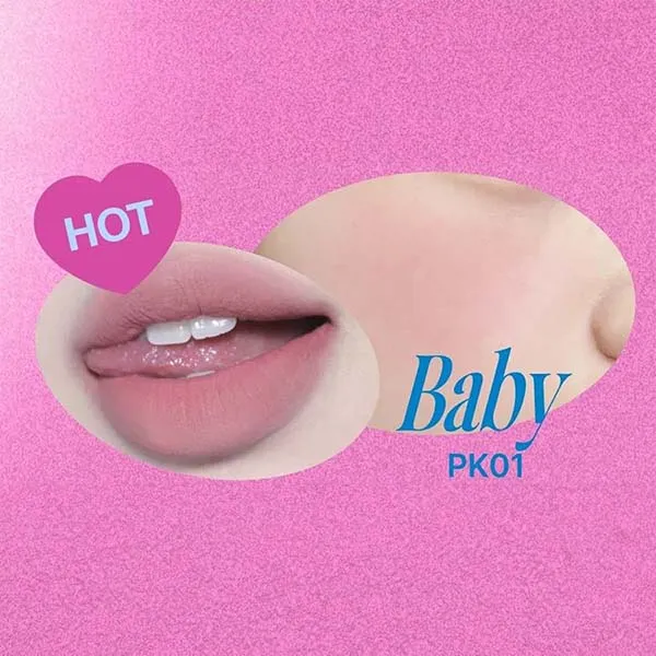 Son Kem Fwee Lip & Cheek Blurry Pudding Pot + Blending Brush PK01 Baby Màu Hồng Kem