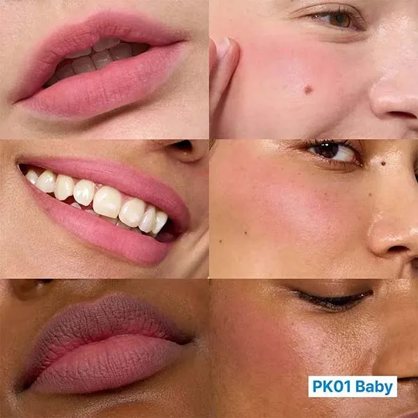 Son Kem Fwee Lip & Cheek Blurry Pudding Pot + Blending Brush PK01 Baby Màu Hồng Kem