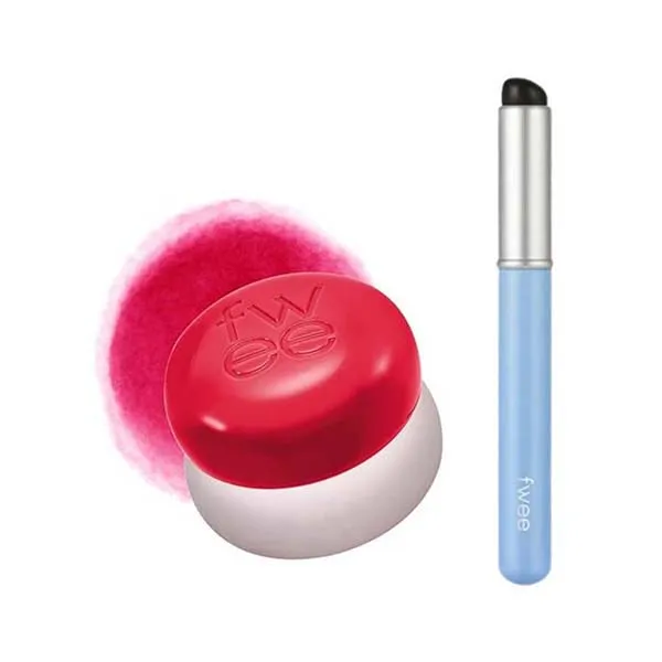 Son Kem Fwee Lip & Cheek Blurry Pudding Pot + Blending Brush RD02 Mule Màu Đỏ Hồng
