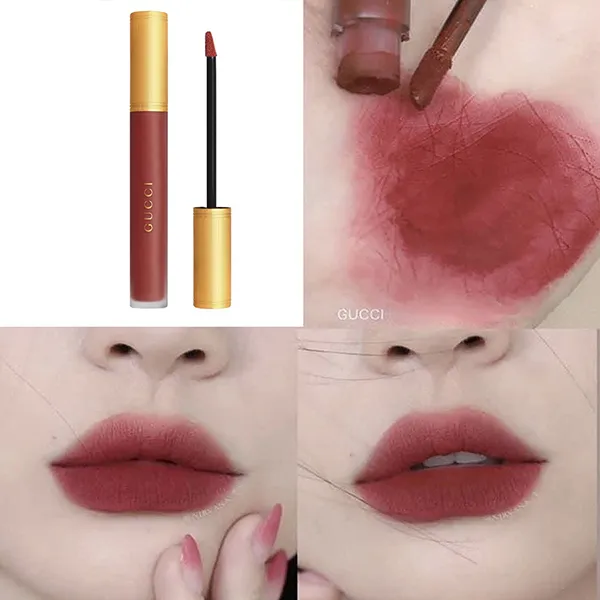 Son Kem Lì Gucci Rouge Liquid Matte Màu 521 Nellie Cherrie Đỏ Cherry