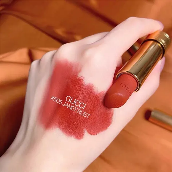 Son Lì Gucci Rouge À Lèvres Mat Lipstick 505 Janet Rust Màu Đỏ Gạch