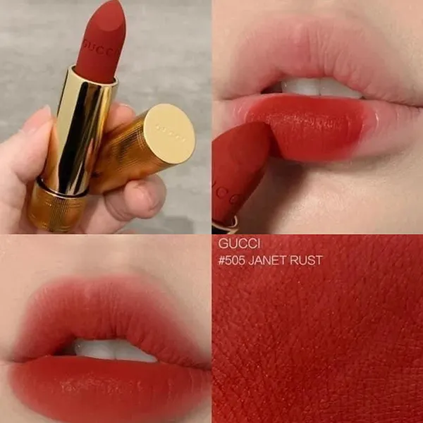 Son Lì Gucci Rouge À Lèvres Mat Lipstick 505 Janet Rust Màu Đỏ Gạch