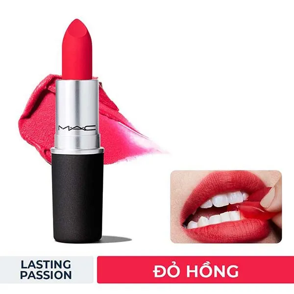 Son Lì MAC Powder Kiss Lipstick Màu 315 Lasting Passion Màu Đỏ Hồng