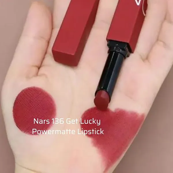 Son Lì Nars Powermatte Lipstick 136 Get Lucky Màu Đỏ Rượu