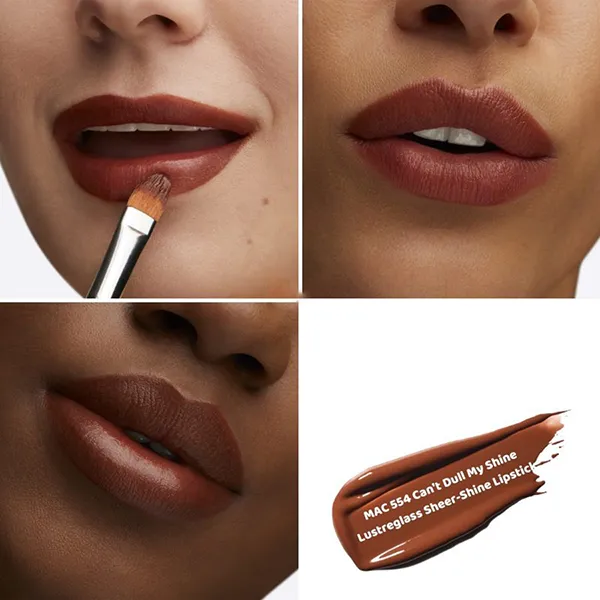 Son MAC Lustreglass Sheer Shine Lipstick 554 Can’t Dull My Shine Màu Nâu