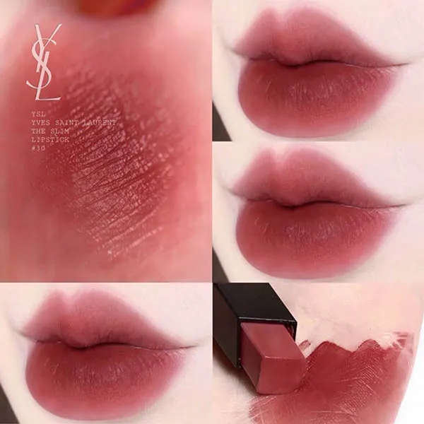 Son Yves Saint Laurent YSL The Slim Couture Matte Lipstick 30 Rouge Rive Gauche - Màu Đỏ Hồng Đất