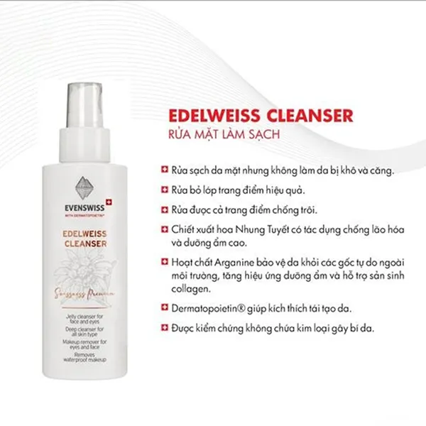 Sữa Rửa Mặt Evenswiss Cleanser Eyes & Face 100ml