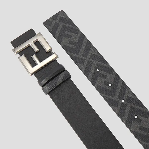 Thắt Lưng Nam Fendi FF Reversible With Thin FF Squared Buckle Leather Black 7C0541 ASIW F1DYM Màu Đen Size 85