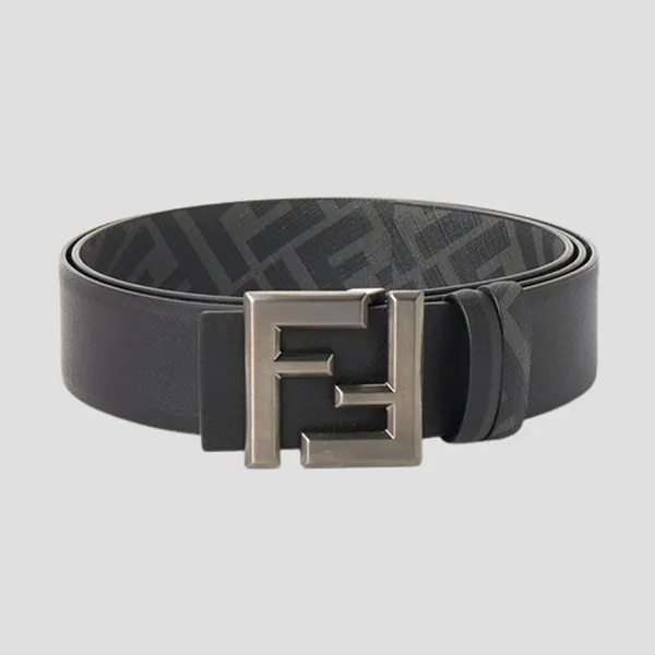 Thắt Lưng Nam Fendi FF Reversible With Thin FF Squared Buckle Leather Black 7C0541 ASIW F1DYM Màu Đen Size 85