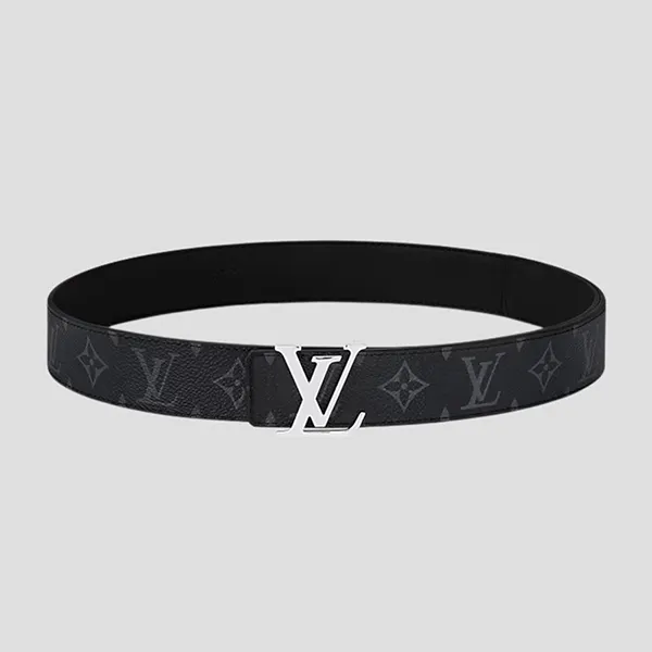 Thắt Lưng Nam Louis Vuitton Black Leather Monogram With LV Logo In Silver M4484 Màu Đen Size 90