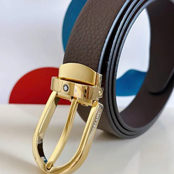 Thắt lưng Nam Montblanc Horseshoe Buckle Brown 129423 Bản 3cm Màu Nâu Size 125