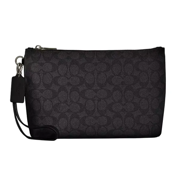 Túi Cầm Tay Coach Pouch In Signature Canvas CCF32 Màu Đen