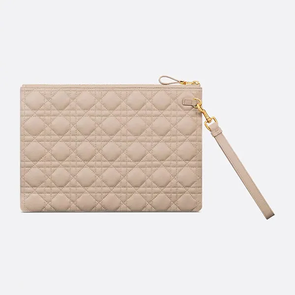 Túi Cầm Tay Dior Large Dior Caro Daily Pouch S5086UWHC_M51U Màu Be