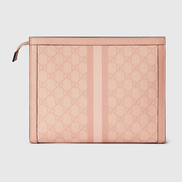 Túi Cầm Tay Nữ Gucci Ophidia GG Pouch Toiletry Bag Màu Hồng Pastel