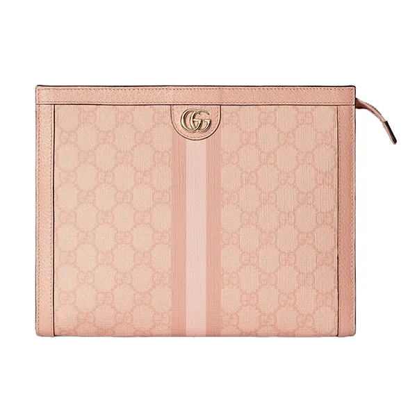 Túi Cầm Tay Nữ Gucci Ophidia GG Pouch Toiletry Bag Màu Hồng Pastel