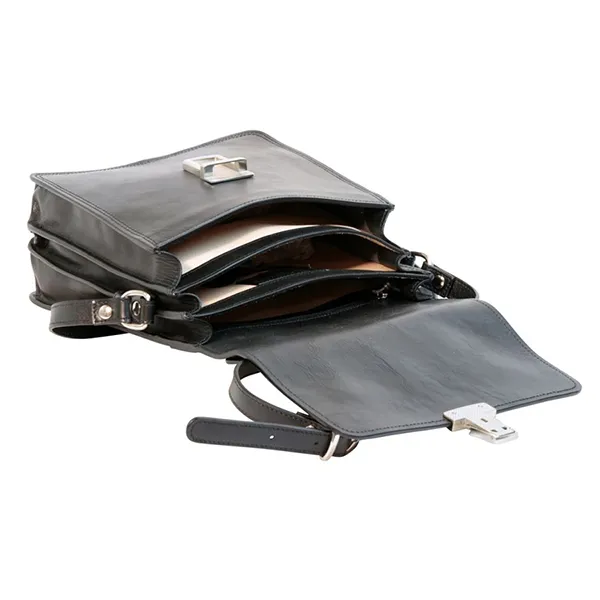 Túi Đeo Chéo Nam Old Angler Full Grain Leather Crossbody Bag Màu Đen