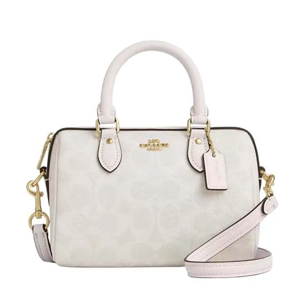 Túi Đeo Chéo Nữ Coach Mini Rowan Crossbody Bag In Signature Canvas CW329 Gold/White/Chalk Màu Trắng