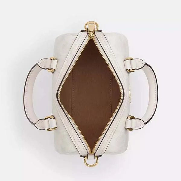 Túi Đeo Chéo Nữ Coach Mini Rowan Crossbody Bag In Signature Canvas CW329 Gold/White/Chalk Màu Trắng