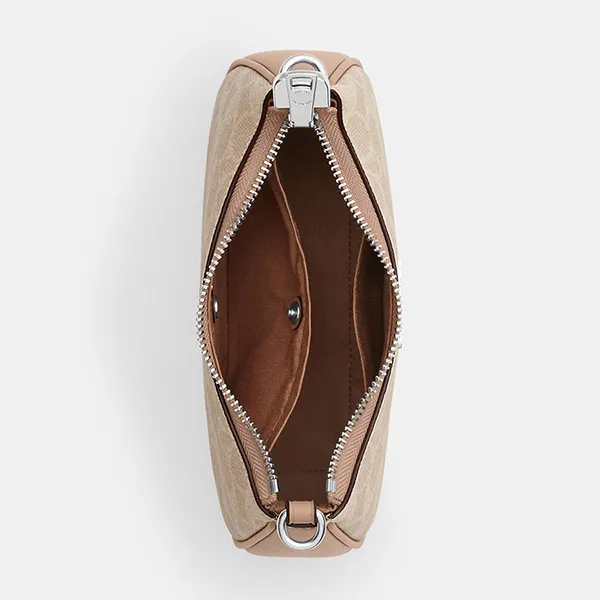 Túi Đeo Chéo Nữ Coach Teri Mini Crossbody Bag In Signature Canvas SV/SAND/TAUPE CW323 Màu Be