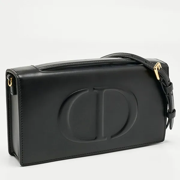 Túi Đeo Chéo Nữ Dior Black Leather CD Signature Clutch Màu Đen