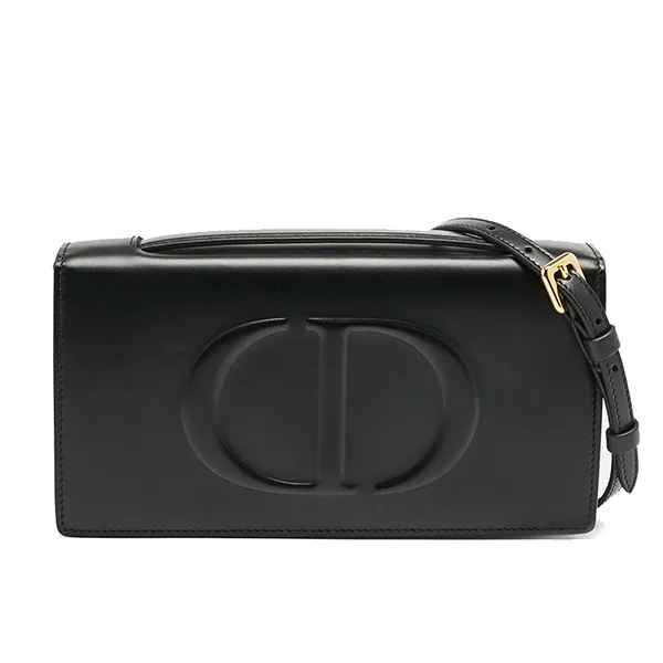 Túi Đeo Chéo Nữ Dior Black Leather CD Signature Clutch Màu Đen