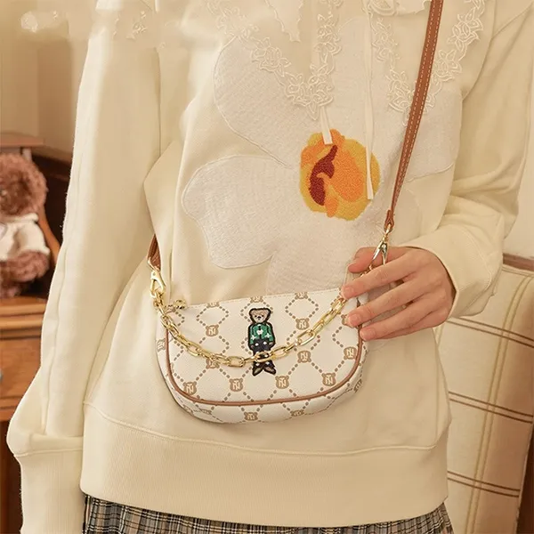 Túi Đeo Chéo Nữ Guoo Bear Bag TT2131 - GO2010 Màu Trắng