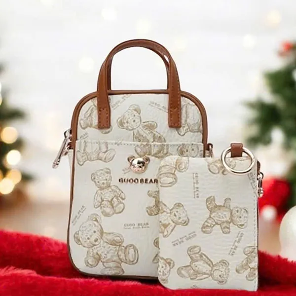 Túi Đeo Chéo Nữ Guoo Bear GU1101-2910 Màu Nâu Trắng