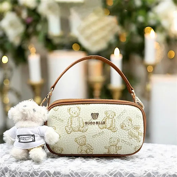 Túi Đeo Chéo Nữ Guoo Bear GU1192-1910 Màu Nâu Trắng