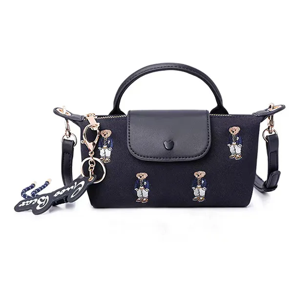 Túi Đeo Chéo Nữ Guoo Bear Royal Blue Canvas Embroidered Crossbody Bag GU1329-20150 Màu Xanh Đen Size S
