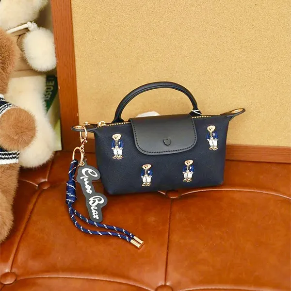Túi Đeo Chéo Nữ Guoo Bear Royal Blue Canvas Embroidered Crossbody Bag GU1329-20150 Màu Xanh Đen Size S