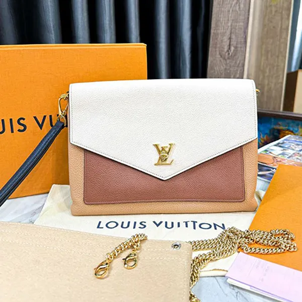Túi Đeo Chéo Nữ Louis Vuitton LV My Lockme Pochette Tan Màu Trắng Nâu