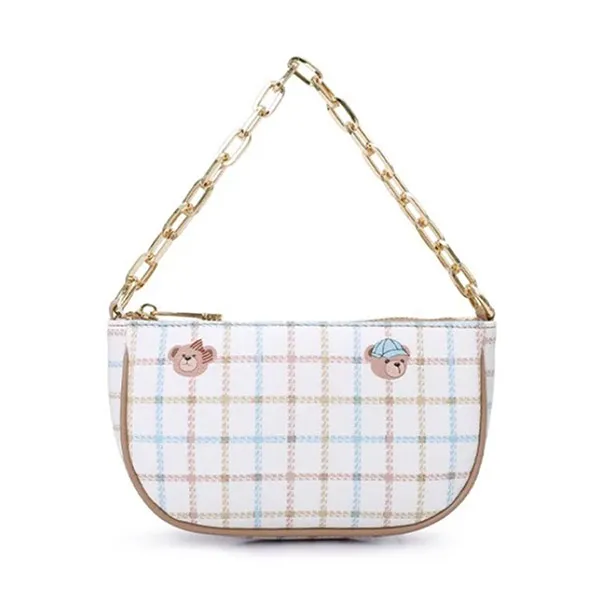 Túi Đeo Vai Nữ Guoo Bear GO-2010-59280 Màu Trắng Kẻ