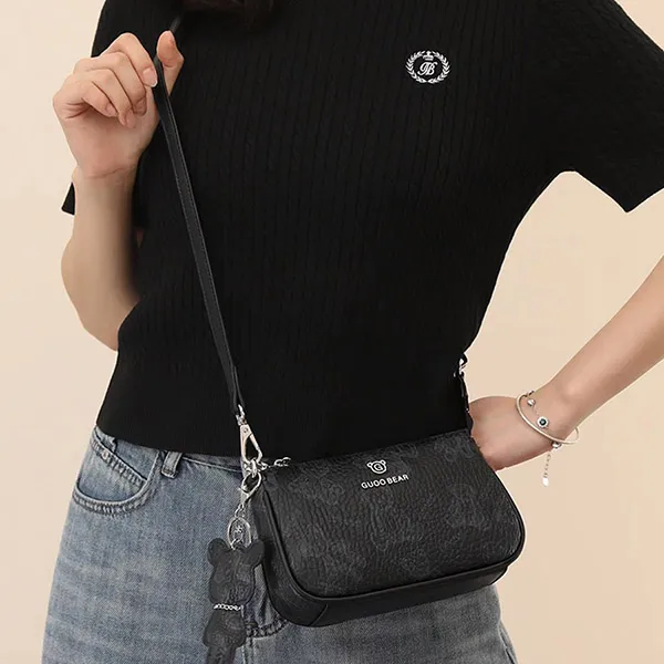 Túi Đeo Vai Nữ Guoo Bear GU1224-18160 Màu Đen