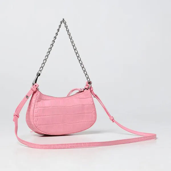 Túi Đeo Vai Nữ Balenciaga Pink Le Cagole Mini Bag Crocodile Embossed With Chain 69581423EBY5812 Màu Hồng
